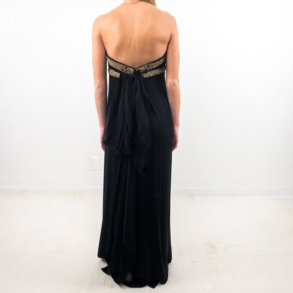Marchesa 2 Silk Goddess Formal Maxi Gown Black - Picture 9 of 13